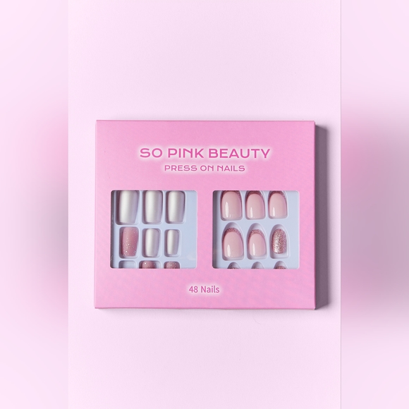 SO PINK BEAUTY Blush Bliss Press On Nails 2 Pack Set Includes The Glue - Picture 3 of 3